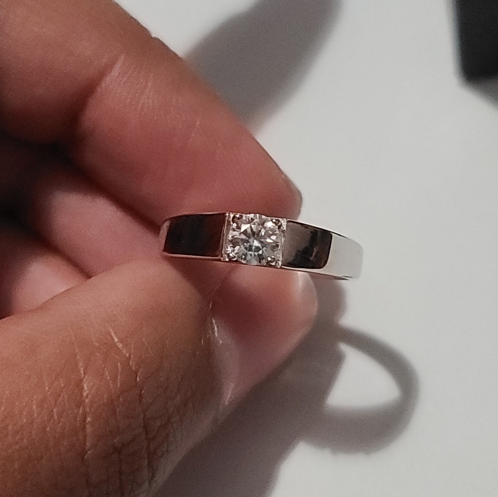 1ct Round Cut Moissanite Diamond Sterling Silver Ring